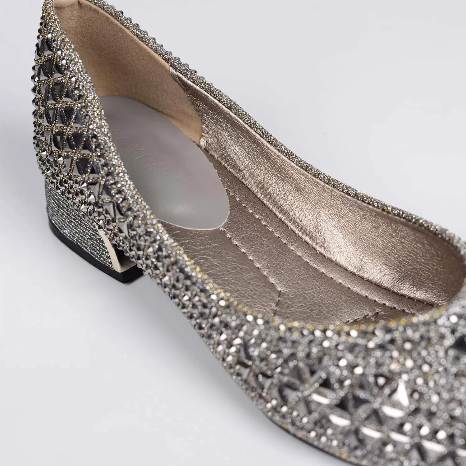 Women's Low Block Chunky Heels Dress Shoes, Rhinestone Comfort Dress Shoes for Women, Pointed Toe Soft Dress Wedding Shoes for Party Office