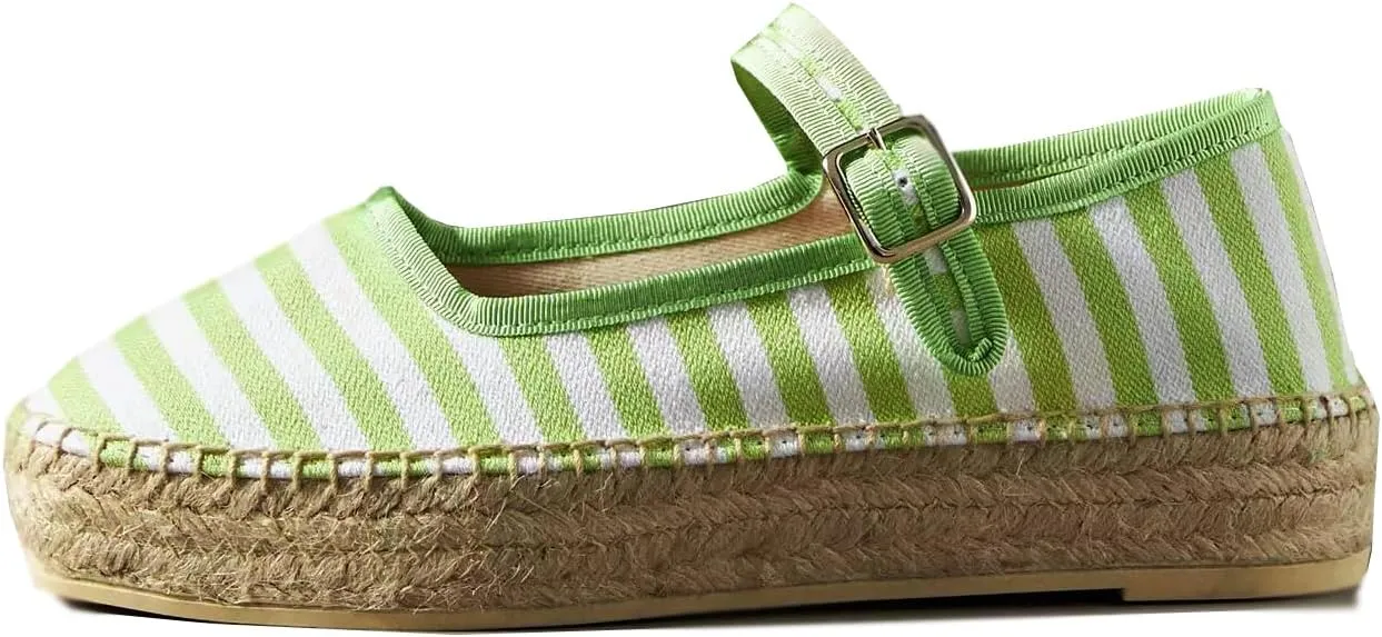 Women's Mary Jane Espadrilles Woven Espadrille Outsole Canvas Summer Flats