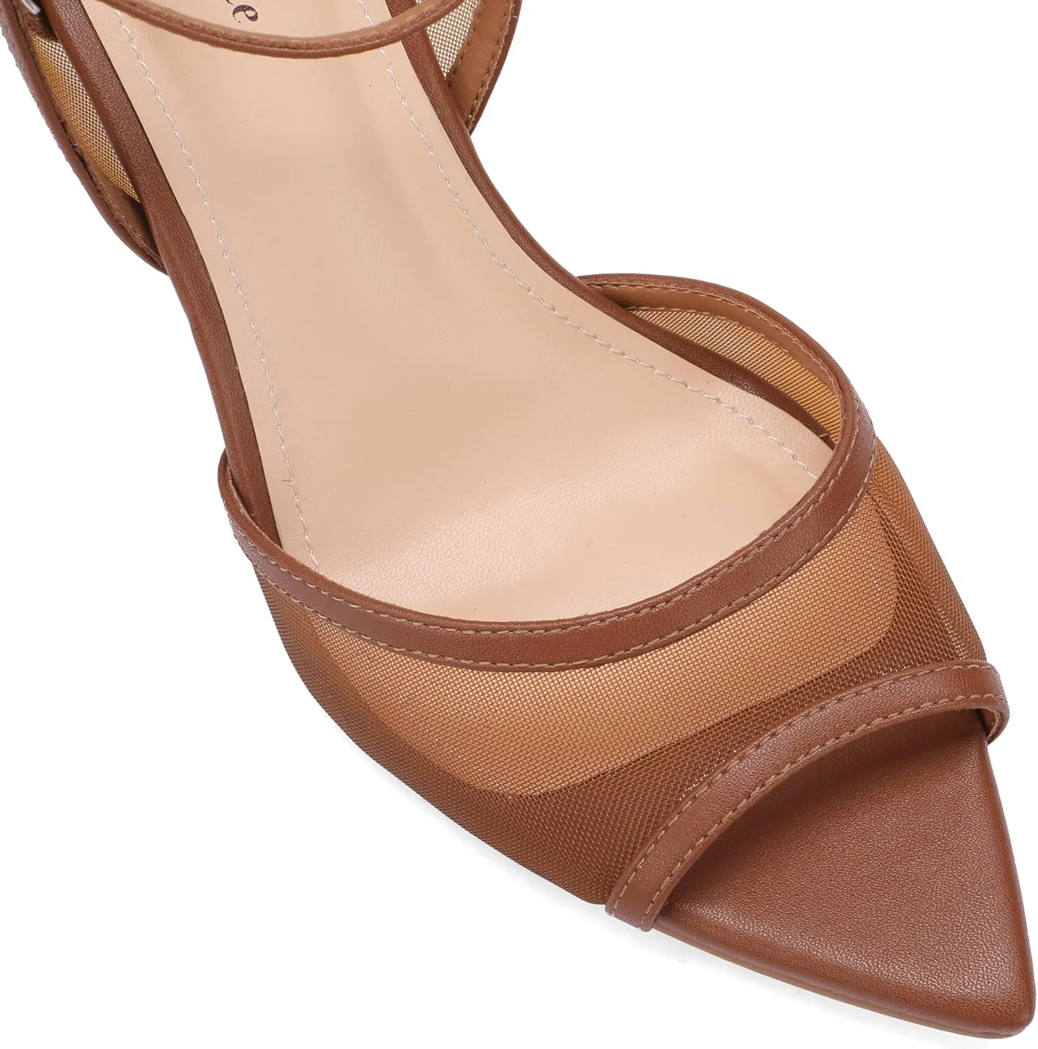 Women's Mesh Peep Toe Sandals Buckle Strap 3.14" Heel Comfortable Rubber Sole Shoes Summer for Party and Casual Occasions