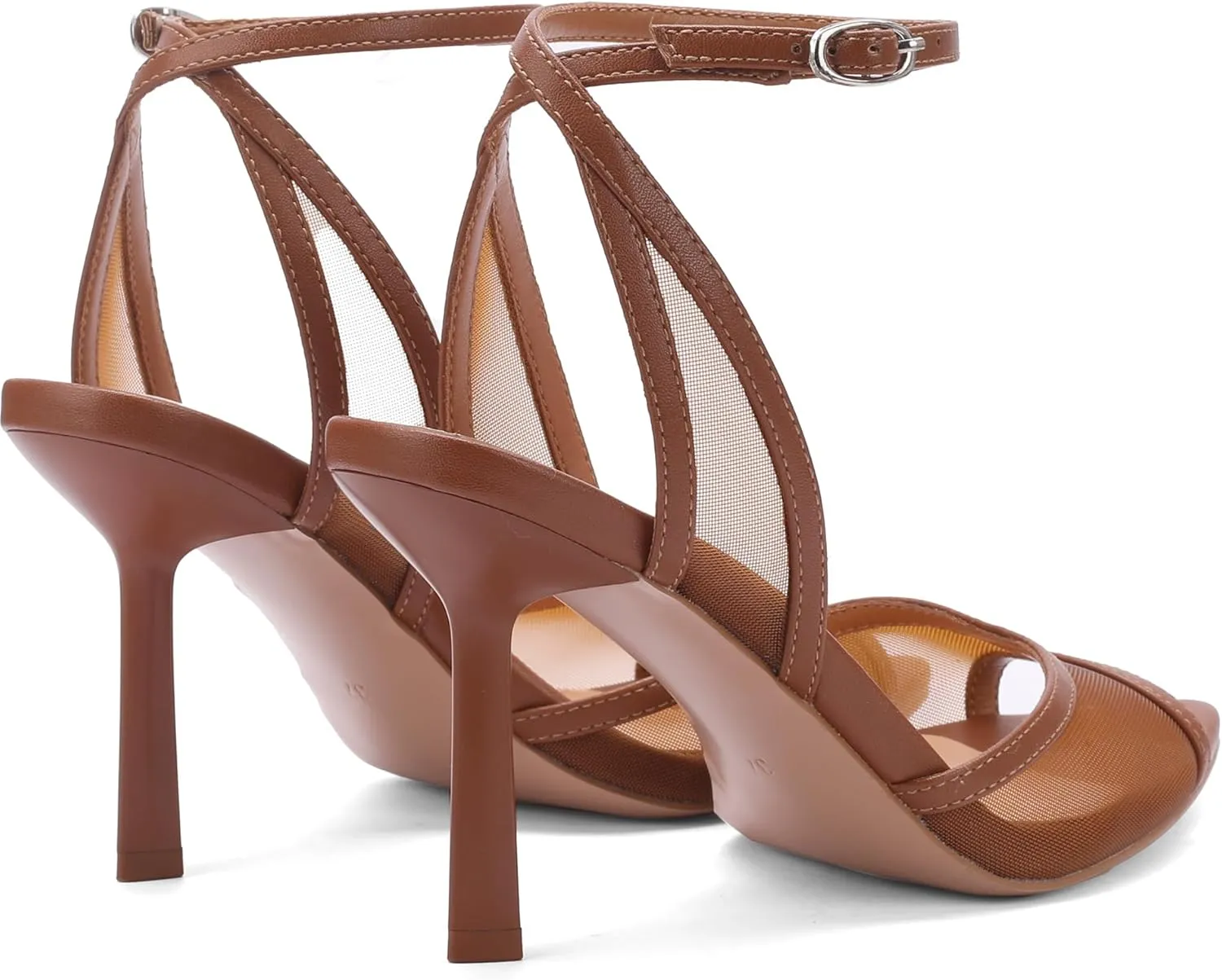 Women's Mesh Peep Toe Sandals Buckle Strap 3.14" Heel Comfortable Rubber Sole Shoes Summer for Party and Casual Occasions