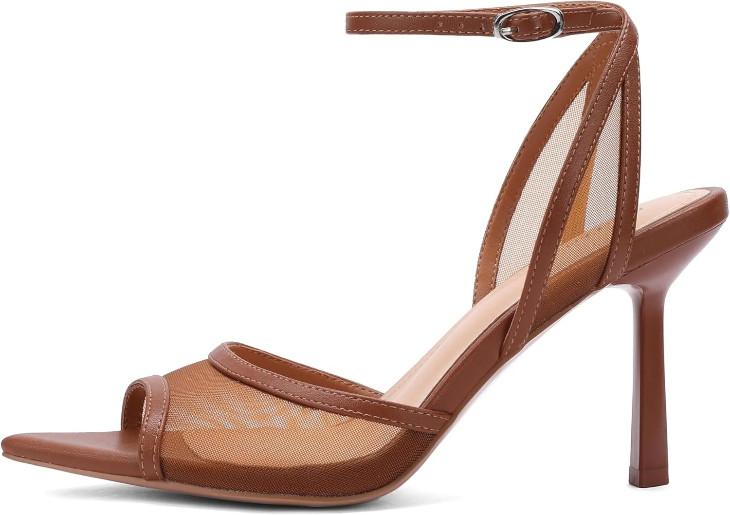 Women's Mesh Peep Toe Sandals Buckle Strap 3.14" Heel Comfortable Rubber Sole Shoes Summer for Party and Casual Occasions