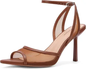 Women's Mesh Peep Toe Sandals Buckle Strap 3.14" Heel Comfortable Rubber Sole Shoes Summer for Party and Casual Occasions