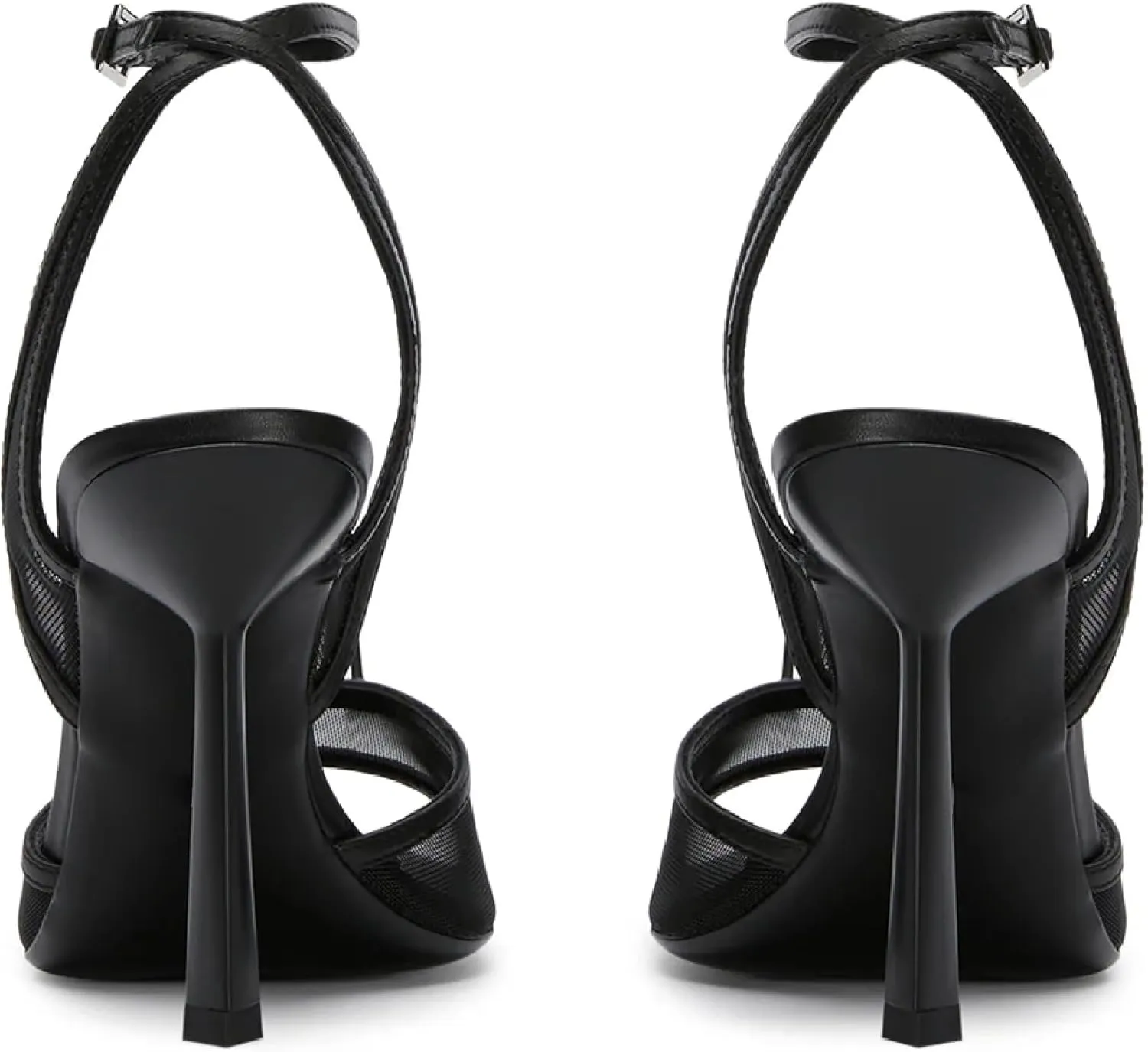 Women's Mesh Slingback Sandals Ankle Strap Sandals for Women Fabric Open Toe Sandals 3.15" Stilettos High Heels Evening Comfy Dress Shoes with Buckle Strap