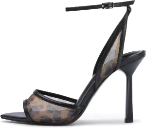 Women's Mesh Slingback Sandals Ankle Strap Sandals for Women Fabric Open Toe Sandals 3.15" Stilettos High Heels Evening Comfy Dress Shoes with Buckle Strap