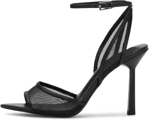 Women's Mesh Slingback Sandals Ankle Strap Sandals for Women Fabric Open Toe Sandals 3.15" Stilettos High Heels Evening Comfy Dress Shoes with Buckle Strap