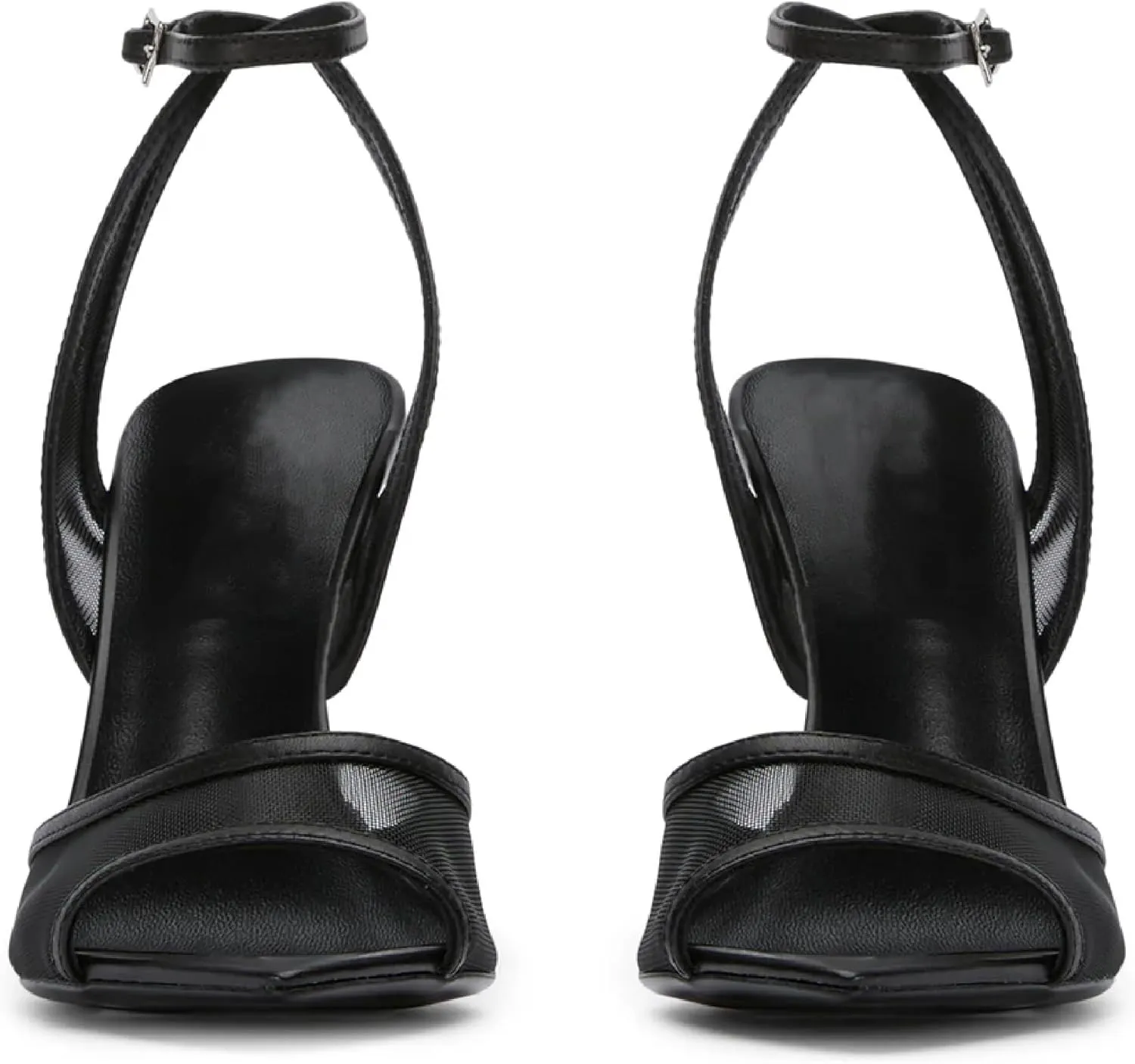 Women's Mesh Slingback Sandals Ankle Strap Sandals for Women Fabric Open Toe Sandals 3.15" Stilettos High Heels Evening Comfy Dress Shoes with Buckle Strap