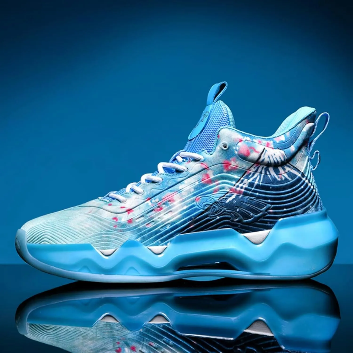 Womens Noctilucent Colorful Painting Basketball Shoes Casual Fashion High Top Lace Up Running Sneakers Tennis Outdoor Sport Shoes
