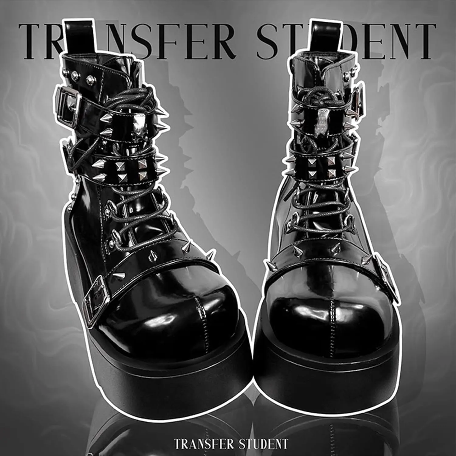 Women's Platform Gothic Ankle Booties With Adjust Studded Metal Buckle Fashion Y2k Zip Lace Up Wedge Thick Sole Punk Motorcycle Combat Short Boots