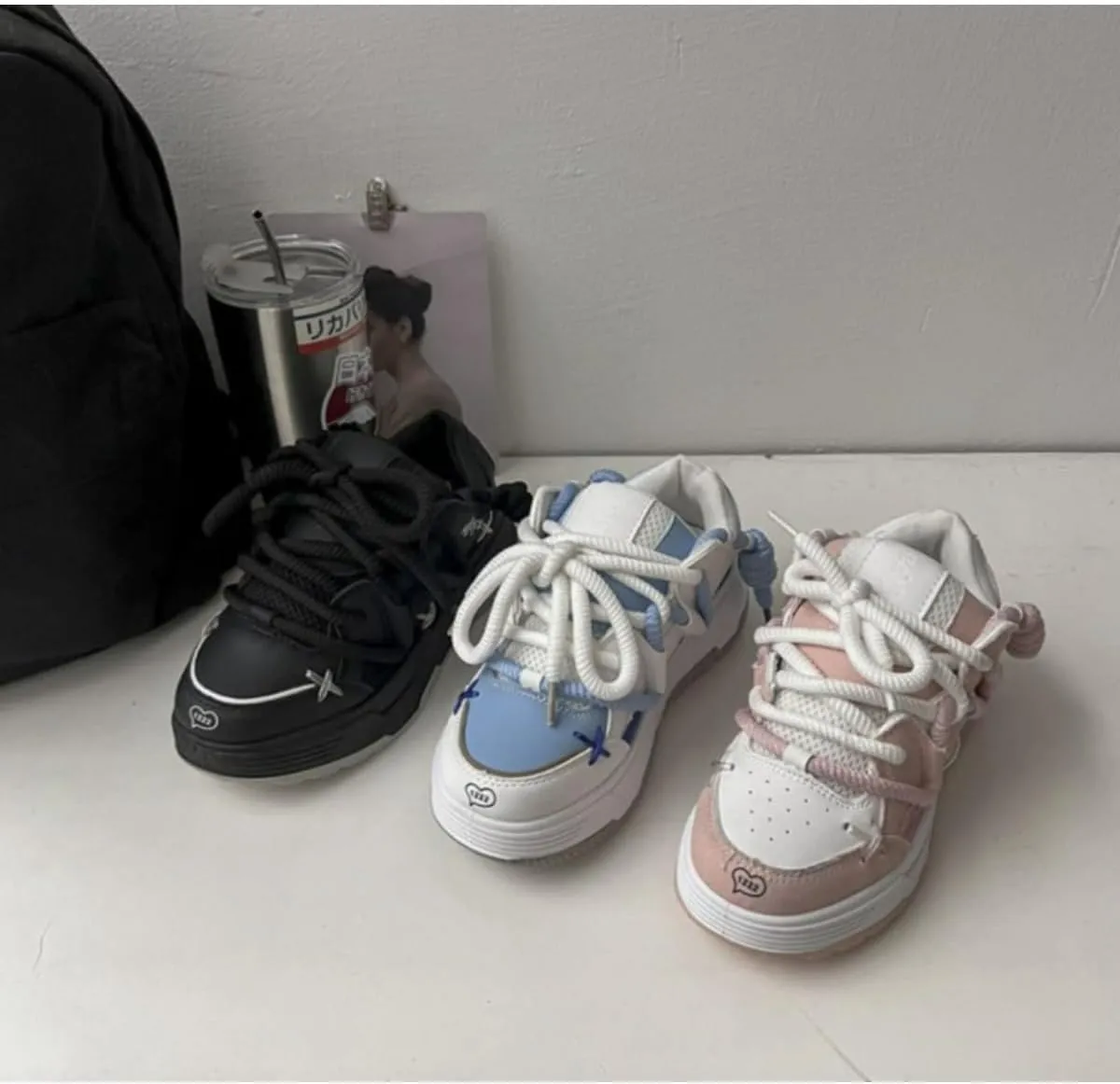 Women's Retro Y2K Puffy Bread Platform Sneakers - Chunky Fashion Statement Shoes with Unique Cross Lacing - Trendy Thick Sole Streetwear Kicks
