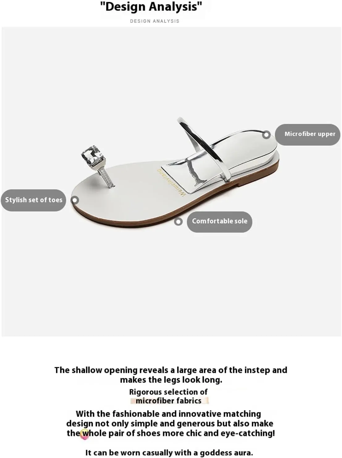 Women's Rhinestone Beach Wedding Summer Jeweled Sandals Slip on Toe Ring Loop Bling Jelly Flat Gladiator Sandals Dress Flip Flops