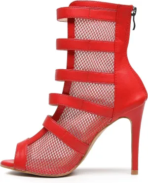 Women's Sexy Stilettos High Heel 3.5" Dance Heels Fashion Mesh Dancing Boots Sexy Lace Up Ankle Peep Toe Dance Booties