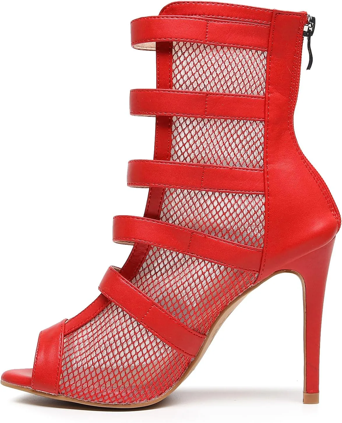 Women's Sexy Stilettos High Heel 3.5" Dance Heels Fashion Mesh Dancing Boots Sexy Lace Up Ankle Peep Toe Dance Booties