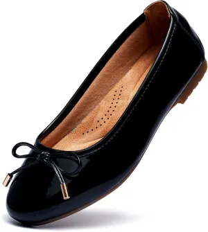 Women's Shine Ballet Bow Dressy Flats Round Toe Slip On Foldable Flats Dress Work Shoes for Business Casual Office