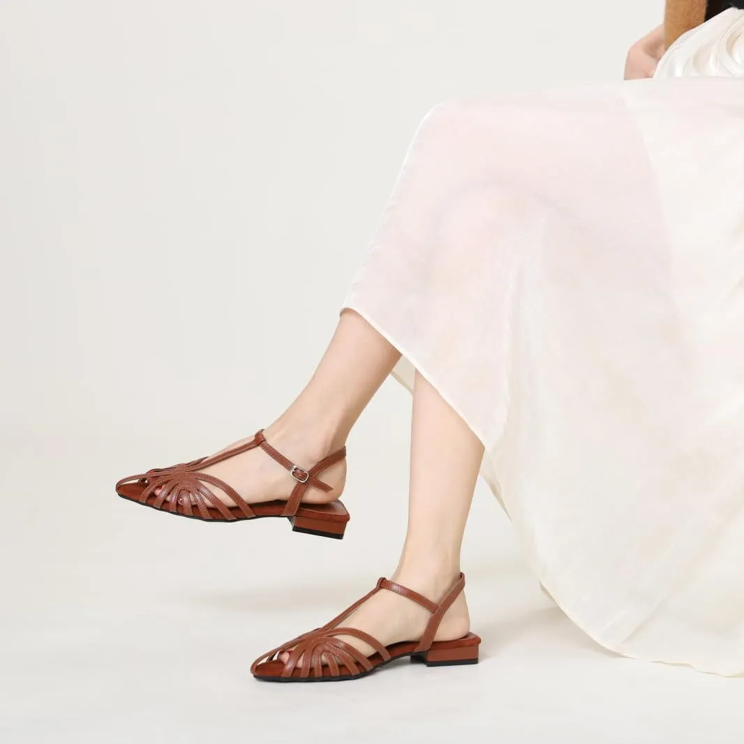 Women's Slingback Flat Sandal Woven Low Heel Roman Sandals with Adjustable Ankle Strap Summer Casual Travel Gladiator Flats Sandals