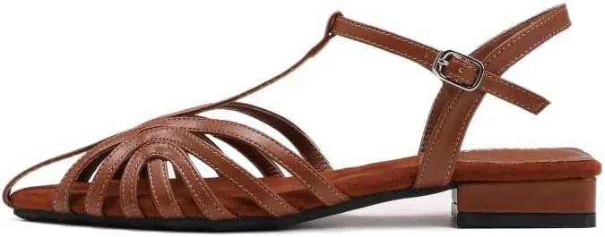Women's Slingback Flat Sandal Woven Low Heel Roman Sandals with Adjustable Ankle Strap Summer Casual Travel Gladiator Flats Sandals