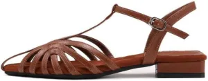 Women's Slingback Flat Sandal Woven Low Heel Roman Sandals with Adjustable Ankle Strap Summer Casual Travel Gladiator Flats Sandals