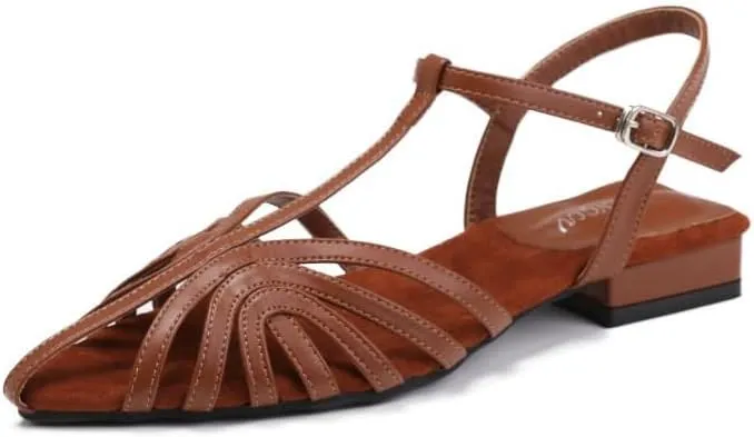 Women's Slingback Flat Sandal Woven Low Heel Roman Sandals with Adjustable Ankle Strap Summer Casual Travel Gladiator Flats Sandals