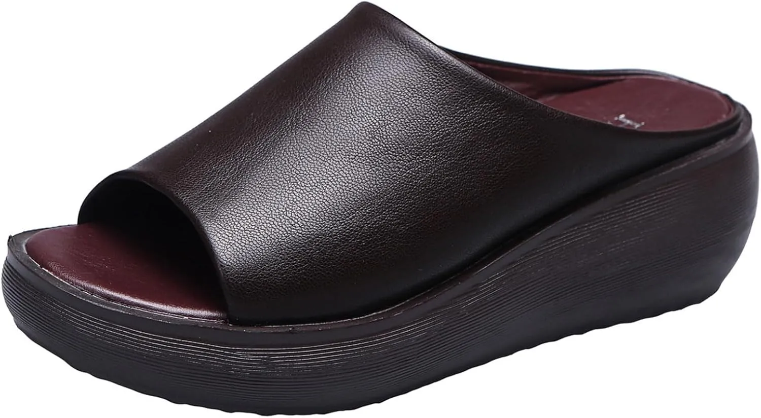 Women's Slip-On Platform Wedge High Heel Sandals Comfortable Soft Fashion Open Toe Slippers Casual Outdoor Shoes Orthopedic Summer Orthotic Leather Wedges Dressy Arch Support Slip New Slides