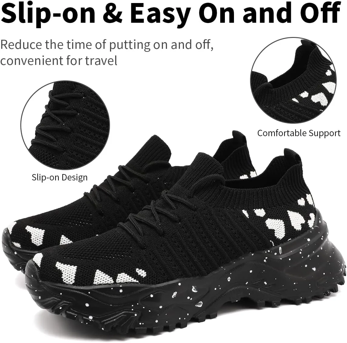 Women's Slip On Walking Shoes Lightweight Breathable Comfortable Tennis Sneakers for Workout Gym Cross Training Casual Platform Fashion Sneaker