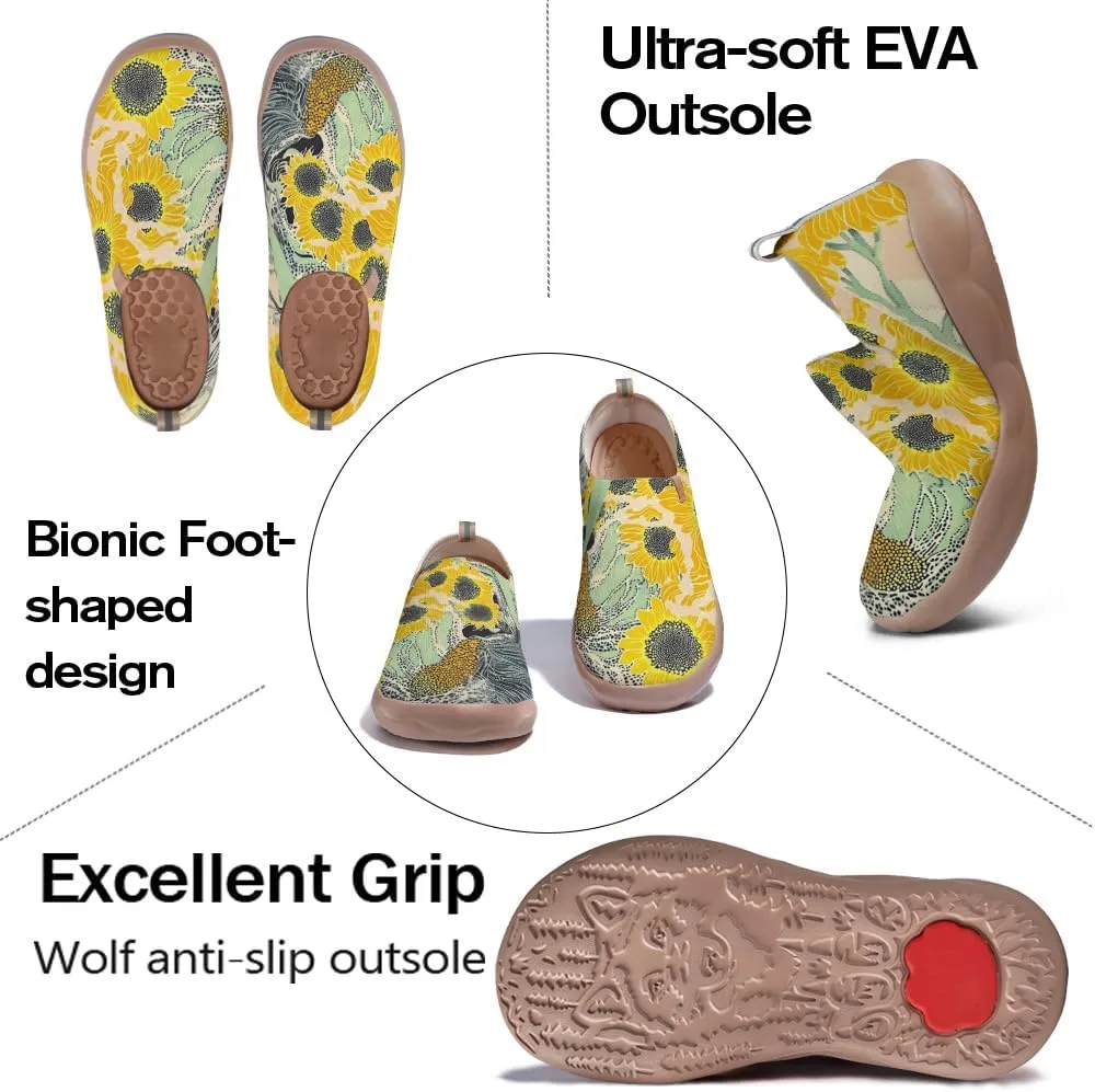 Women's Sneakers Lightweight Knitted Slip On Flats Shoes Art Painted Travel Walking Loafers