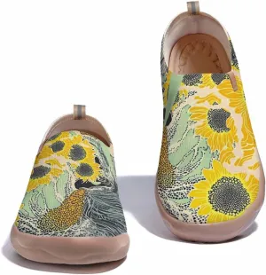 Women's Sneakers Lightweight Knitted Slip On Flats Shoes Art Painted Travel Walking Loafers