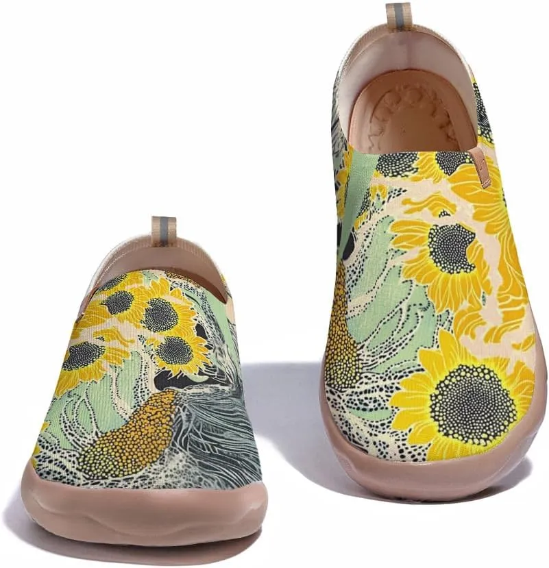 Women's Sneakers Lightweight Knitted Slip On Flats Shoes Art Painted Travel Walking Loafers