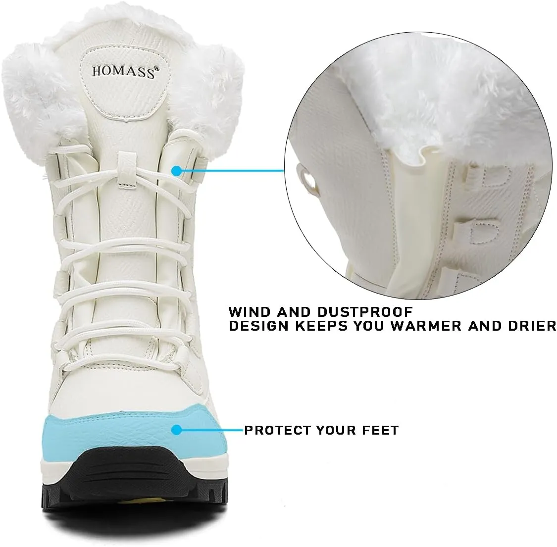 Women's Snow Boots Waterproof Winter Boot Walking Comfortable Hiking Outdoor Lace-Up Booties Fur Lined Mid Calf Warm shoes