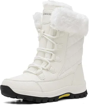 Women's Snow Boots Waterproof Winter Boot Walking Comfortable Hiking Outdoor Lace-Up Booties Fur Lined Mid Calf Warm shoes