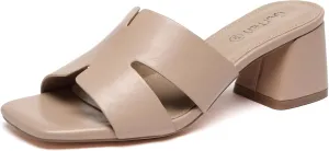 Women's Square Open Toe Sandals Low Block Chunky Heel Slip on Comfortable Casual Sandals for Daily Wear