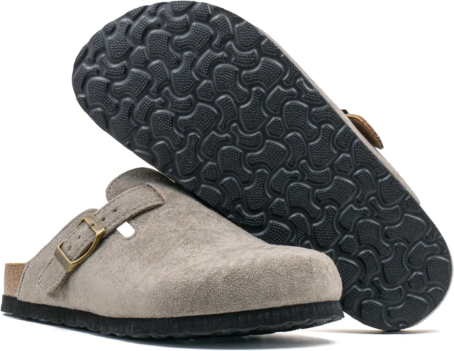 Women's Suede Slip-On Sandals Cork Footbed with Adjustable Buckle Slippers