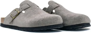 Women's Suede Slip-On Sandals Cork Footbed with Adjustable Buckle Slippers