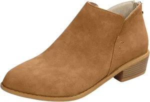 Womens V Cutout Ankle Boots Fashion Pointed Toe Chunky Stacked Heel Western Booties Zip Up Cowboy Boots Shoes Suede Chunky Low Heel Pull On Short Fall Winter Work Boots