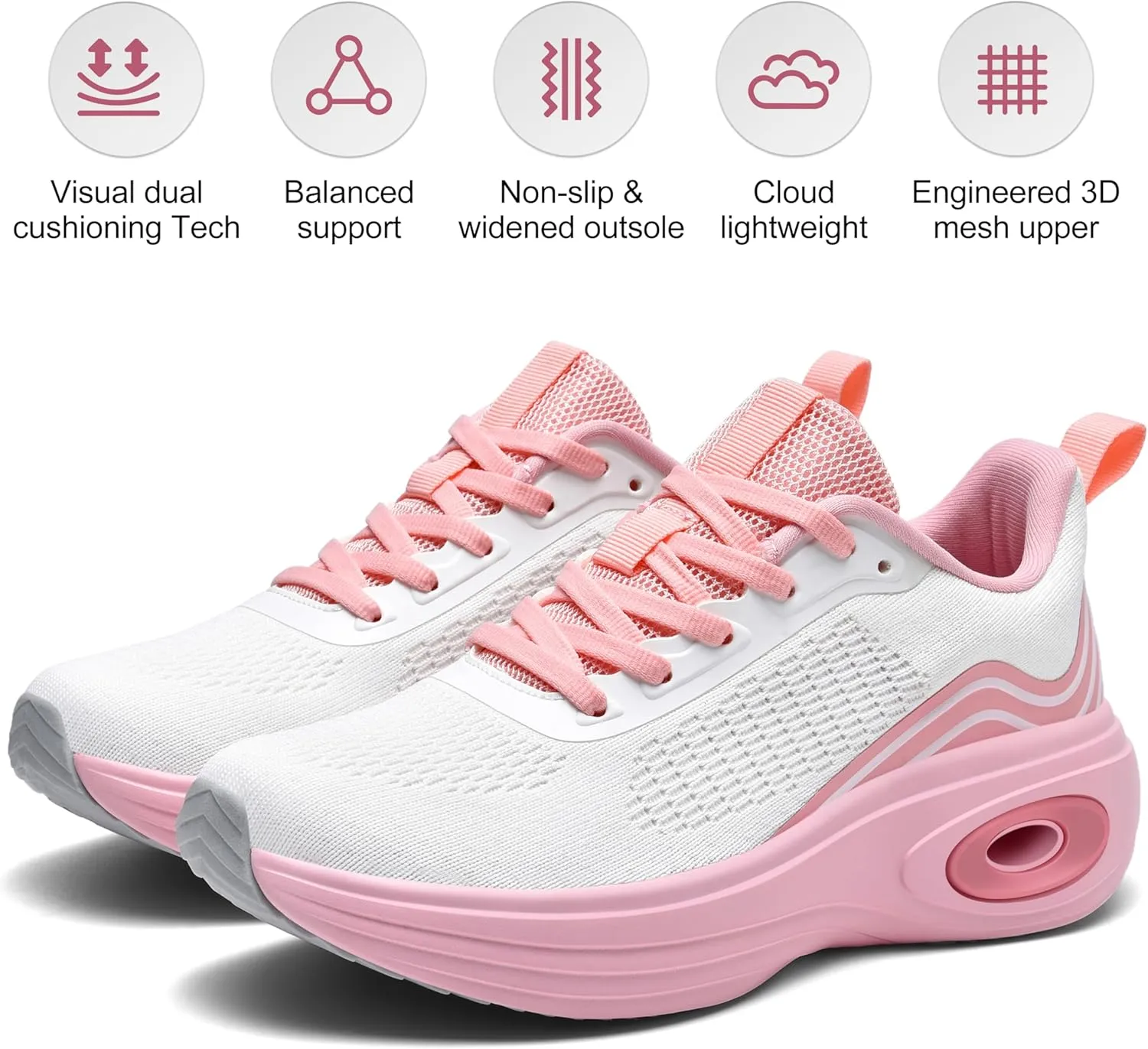 Women's Walking Shoes Comfortable Supportive Running Tennis Shoes Athletic Breathable Non Slip Lightweight Sneakers