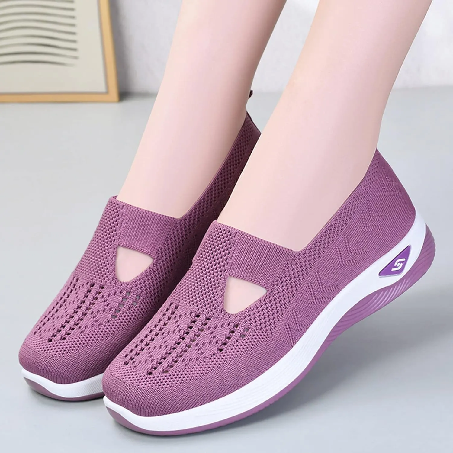 Women's Walking Shoes Orthotic Walking Sneakers Wide Width Non-Slip Sneakers Adjustable Breathable Platform Mesh Sandals