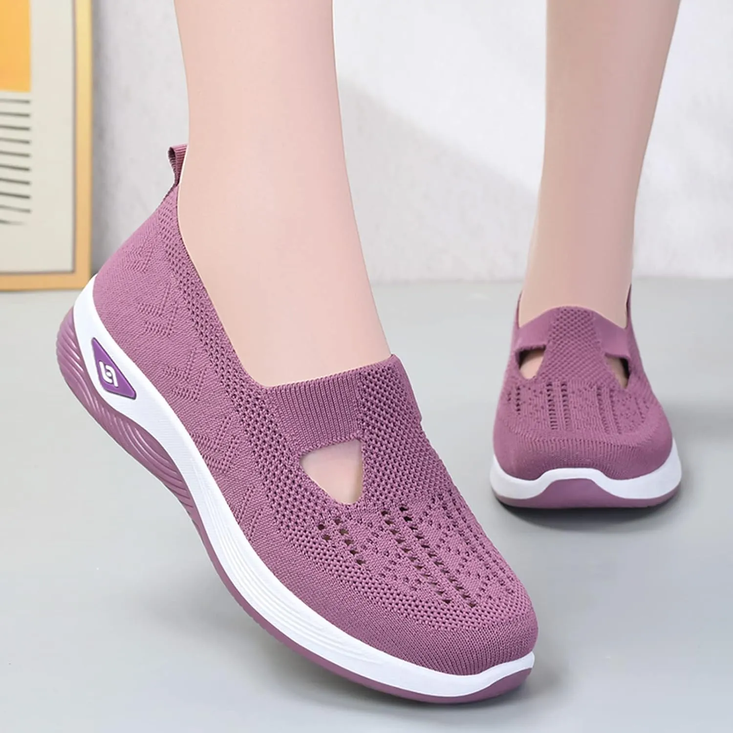 Women's Walking Shoes Orthotic Walking Sneakers Wide Width Non-Slip Sneakers Adjustable Breathable Platform Mesh Sandals