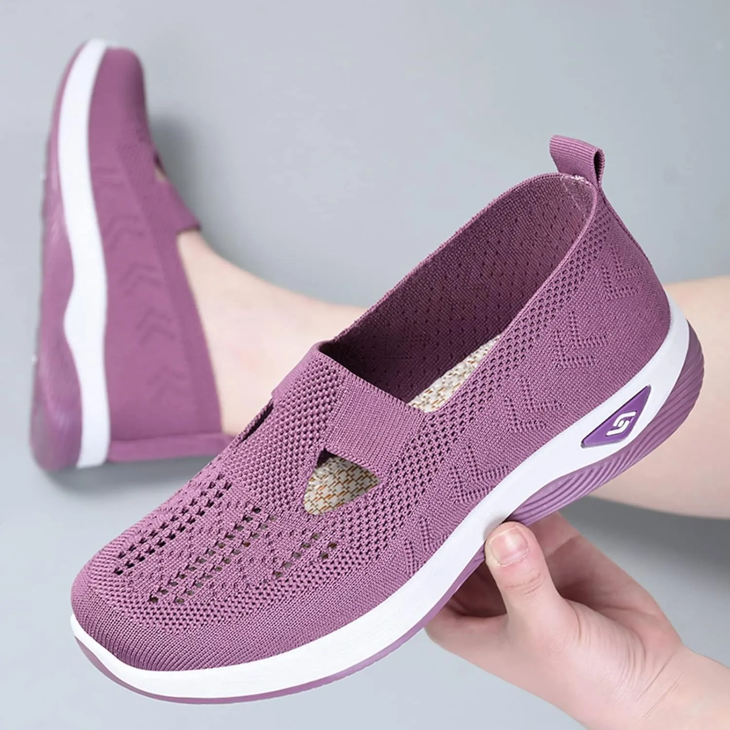 Women's Walking Shoes Orthotic Walking Sneakers Wide Width Non-Slip Sneakers Adjustable Breathable Platform Mesh Sandals