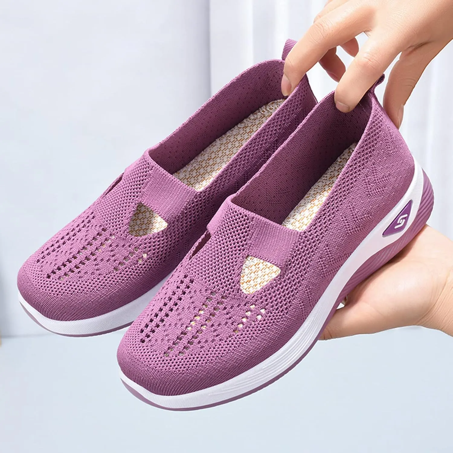 Women's Walking Shoes Orthotic Walking Sneakers Wide Width Non-Slip Sneakers Adjustable Breathable Platform Mesh Sandals