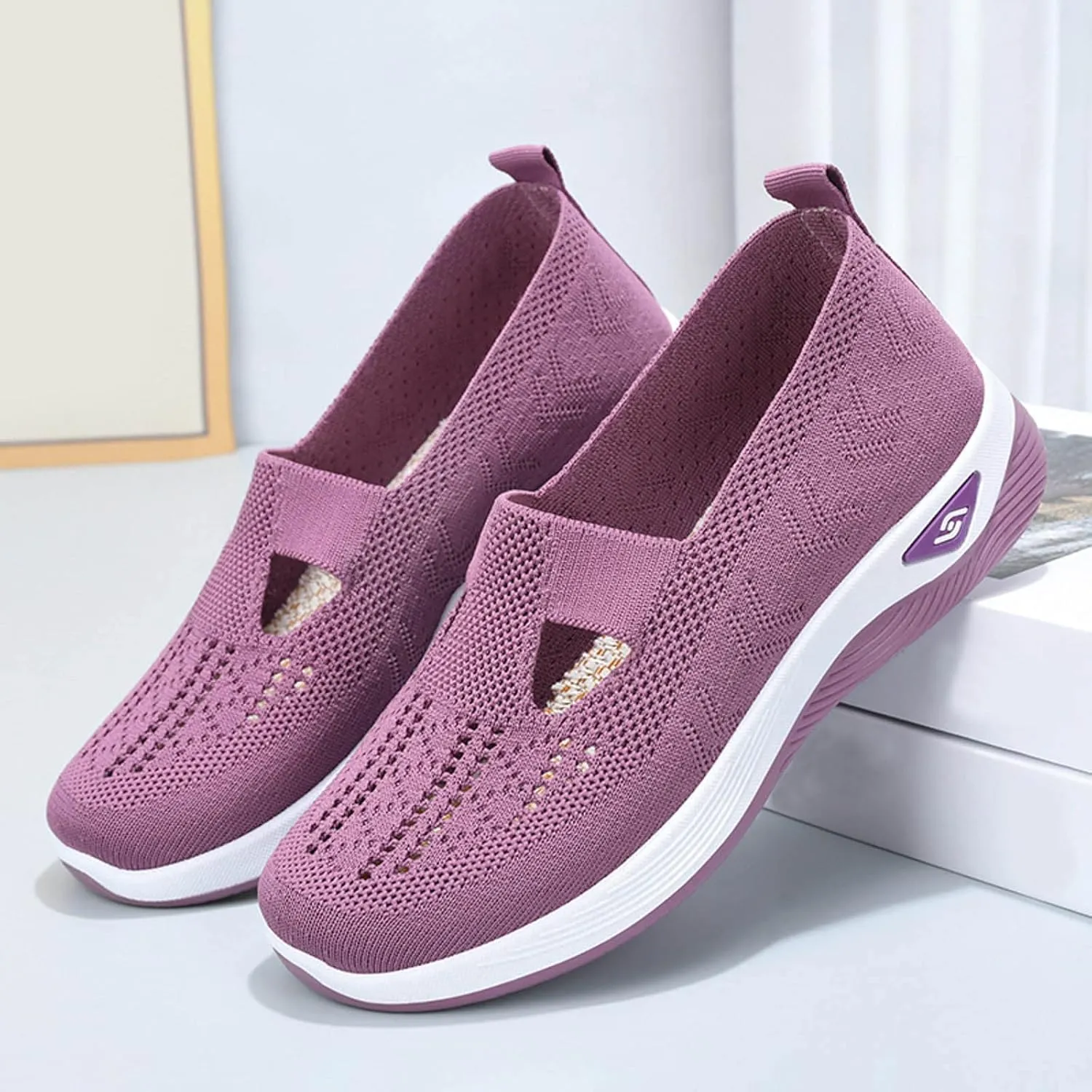 Women's Walking Shoes Orthotic Walking Sneakers Wide Width Non-Slip Sneakers Adjustable Breathable Platform Mesh Sandals