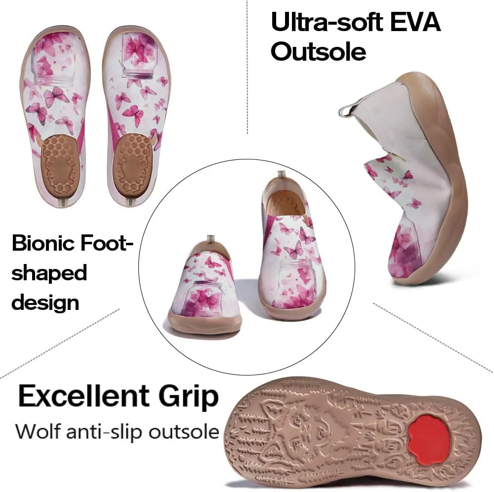 Women's Walking Sneakers Casual Slip On Loafers Comfort Knitted Travel Painted Shoes
