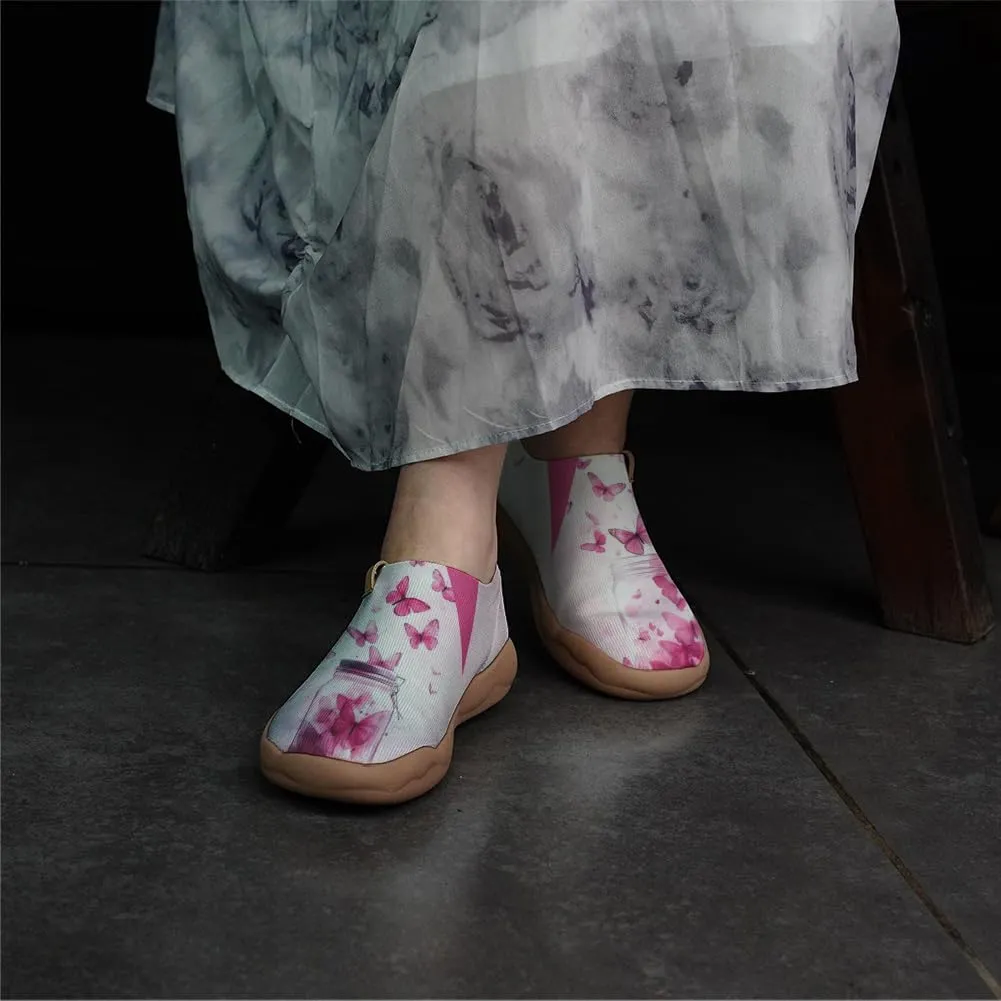 Women's Walking Sneakers Casual Slip On Loafers Comfort Knitted Travel Painted Shoes