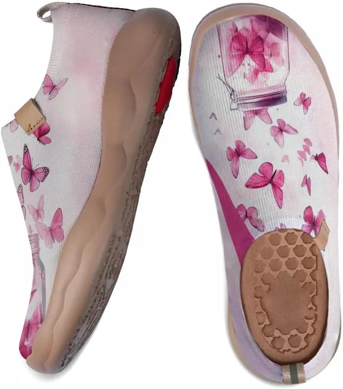 Women's Walking Sneakers Casual Slip On Loafers Comfort Knitted Travel Painted Shoes
