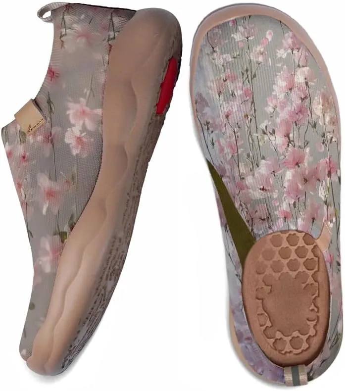 Women's Walking Sneakers Knitted Travel Painted Shoes Lightweight Casual Slip On Loafers
