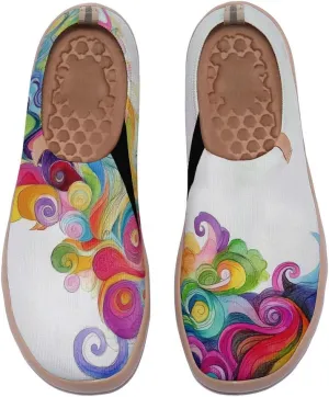 Women's Watercolor Painting Slip On Loafers Quick-Dry Foldable Summer Outdoor Sneakers Breathable Prevent Foot Sweat Daily Walking Shoes