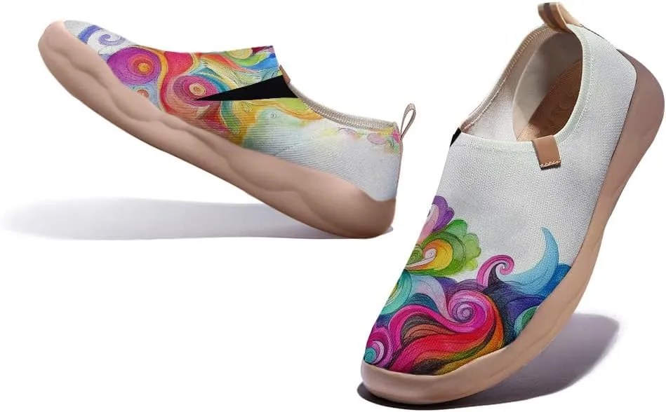 Women's Watercolor Painting Slip On Loafers Quick-Dry Foldable Summer Outdoor Sneakers Breathable Prevent Foot Sweat Daily Walking Shoes