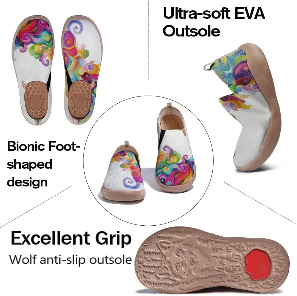Women's Watercolor Painting Slip On Loafers Quick-Dry Foldable Summer Outdoor Sneakers Breathable Prevent Foot Sweat Daily Walking Shoes