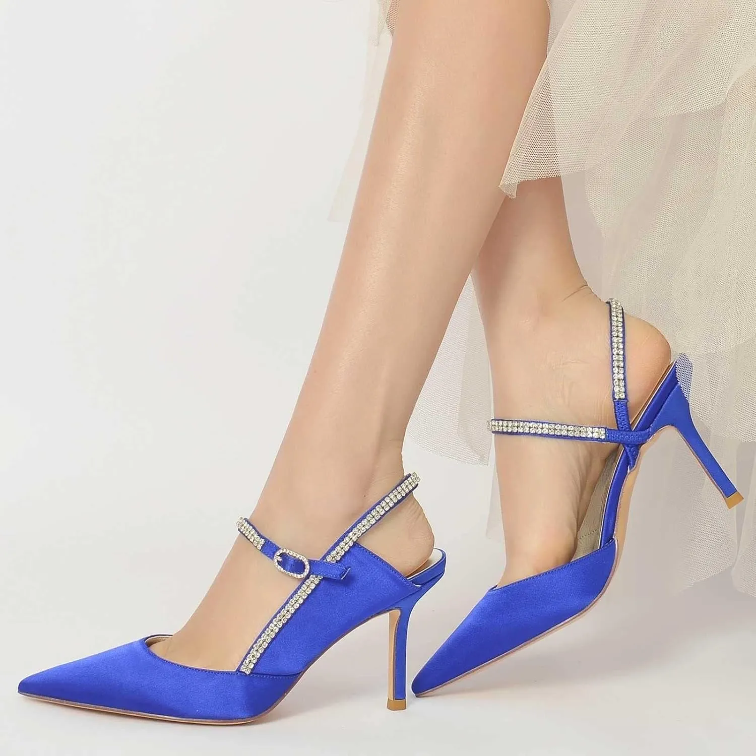 Womens Wedding Shoes Womens Low Heels Sandals Pointed Toe Wedding Mary Jane Rhinestone High Stiletto Heel Summer Cute Wedding Bridal Shoes, 11.5, Rose Red(Silver,6)