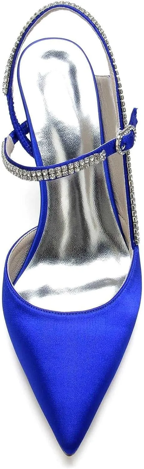 Womens Wedding Shoes Womens Low Heels Sandals Pointed Toe Wedding Mary Jane Rhinestone High Stiletto Heel Summer Cute Wedding Bridal Shoes, 11.5, Rose Red(Silver,6)