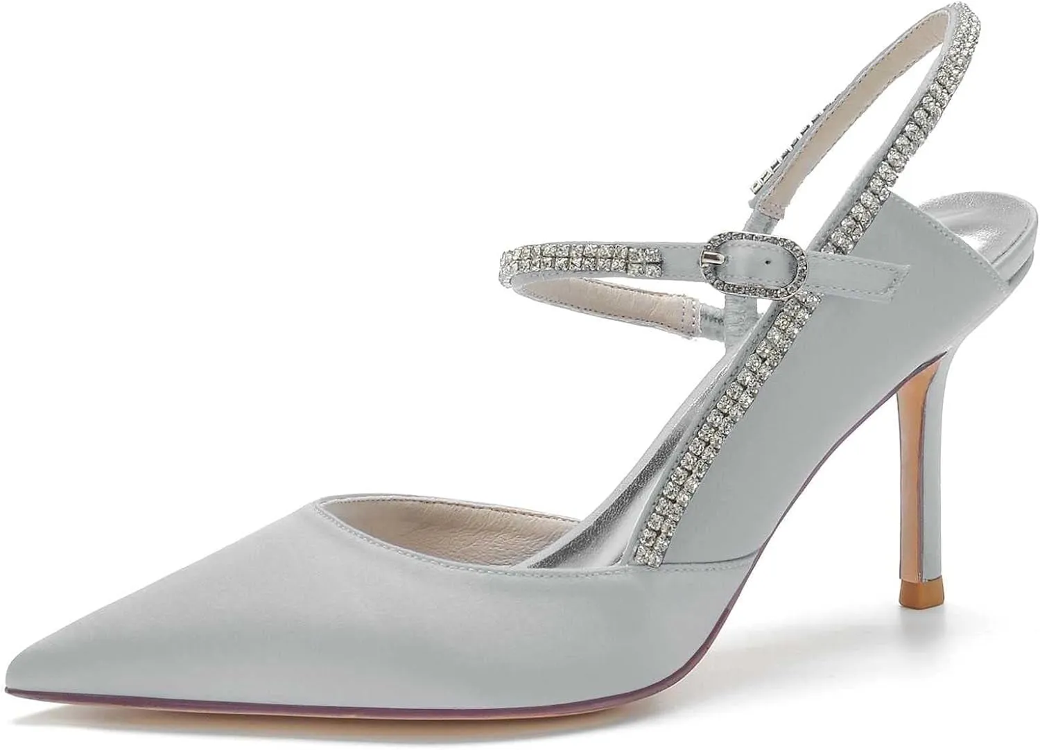 Womens Wedding Shoes Womens Low Heels Sandals Pointed Toe Wedding Mary Jane Rhinestone High Stiletto Heel Summer Cute Wedding Bridal Shoes, 11.5, Rose Red(Silver,6)