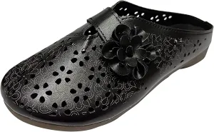 Women's Wedge Sandal Hollowed Out Bun Cover Wear Slippers Closed Toe Flower Large Size Slip on Comfy Mule Sandal