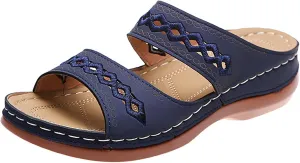 Women's Wedge Sandals - Wide Width, Arch Support, Slip On, Comfortable & Lightweight